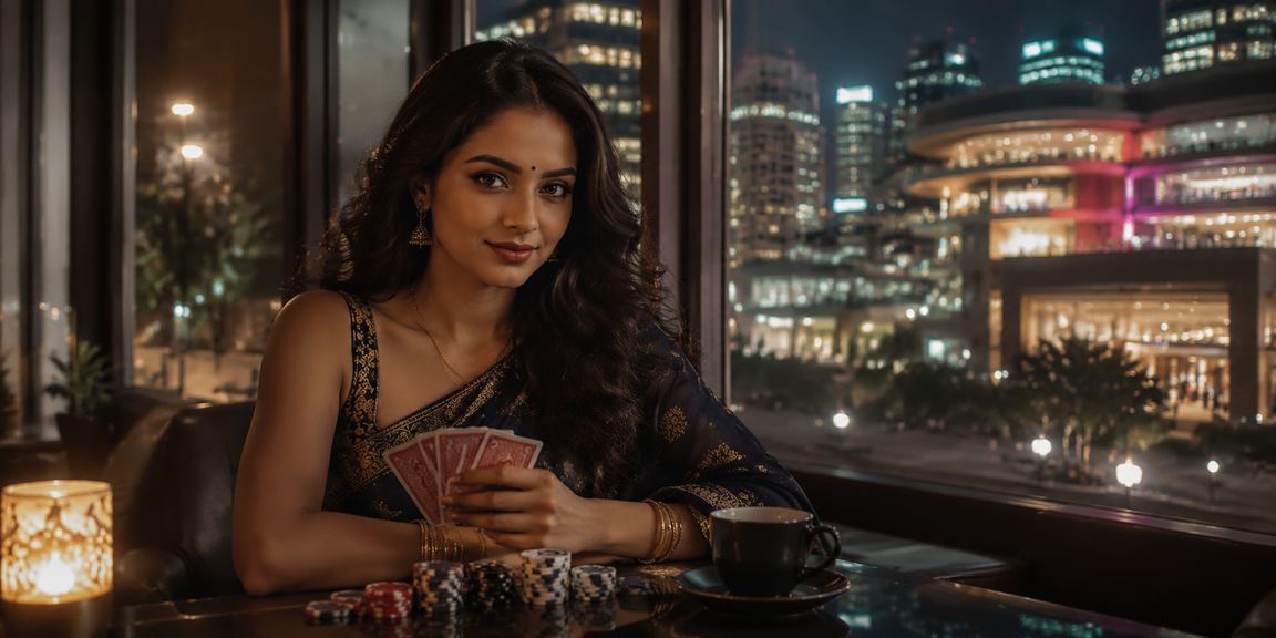 Neon themed online Teen Patti poker game on mobile device screen